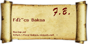 Föcs Baksa névjegykártya